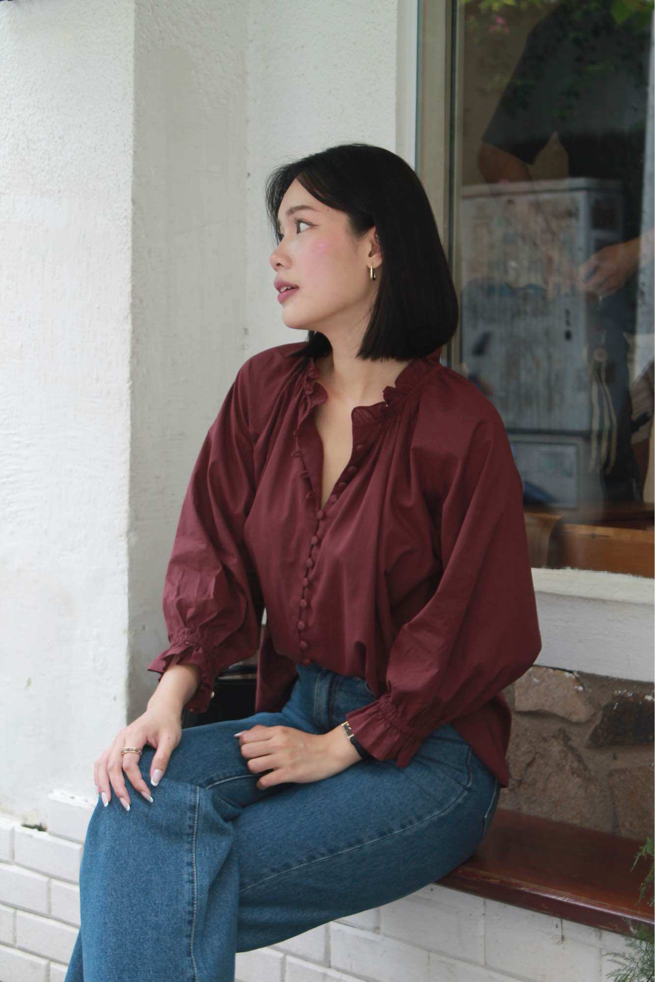  AOEM STUDIOS - BELLA BLOUSE - ÁO TAY PHỒNG DÀI CÁCH ĐIỆU NHÚNG 