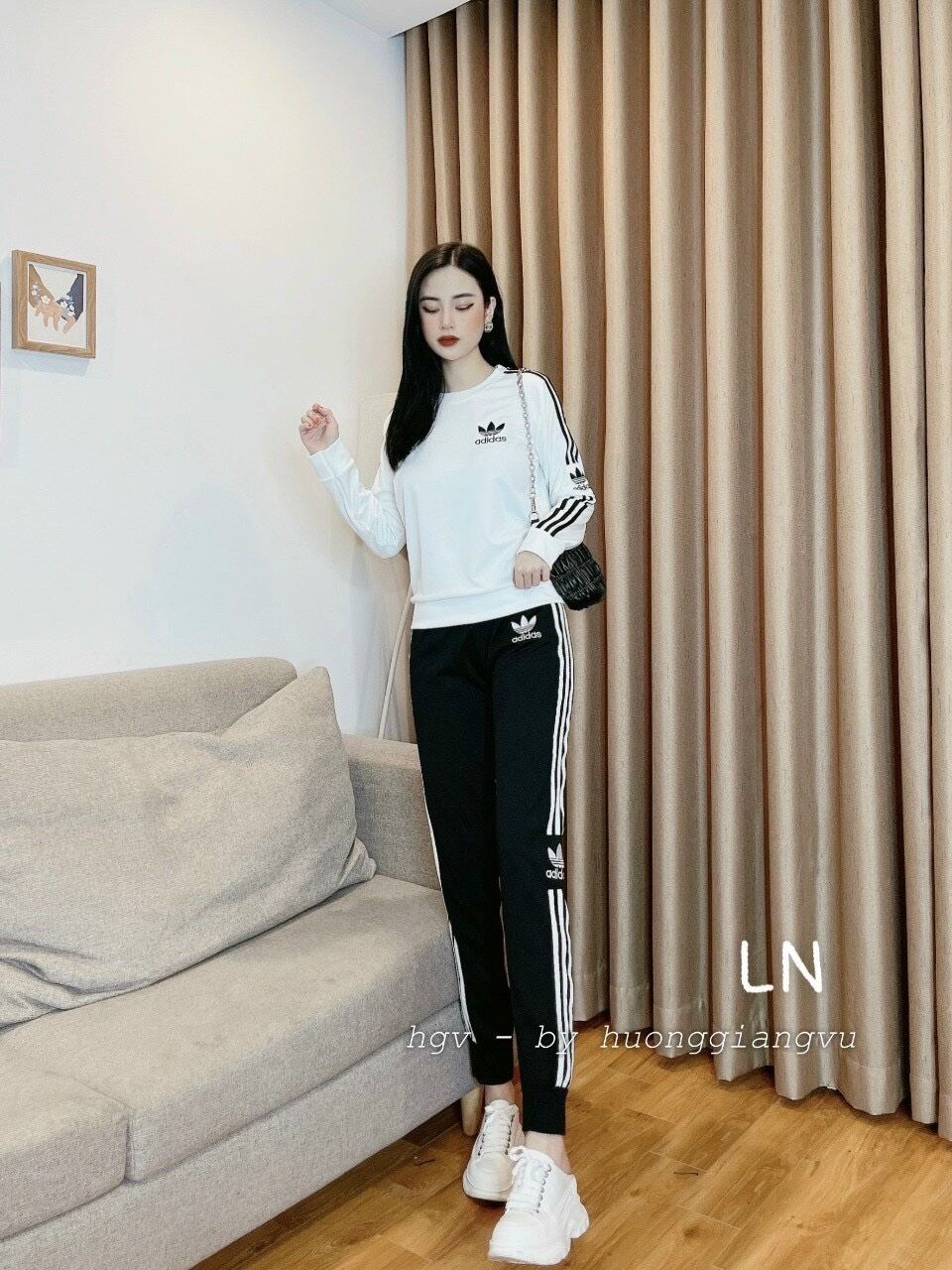 Bộ thể thao adidass nữ cổ tròn thu đông