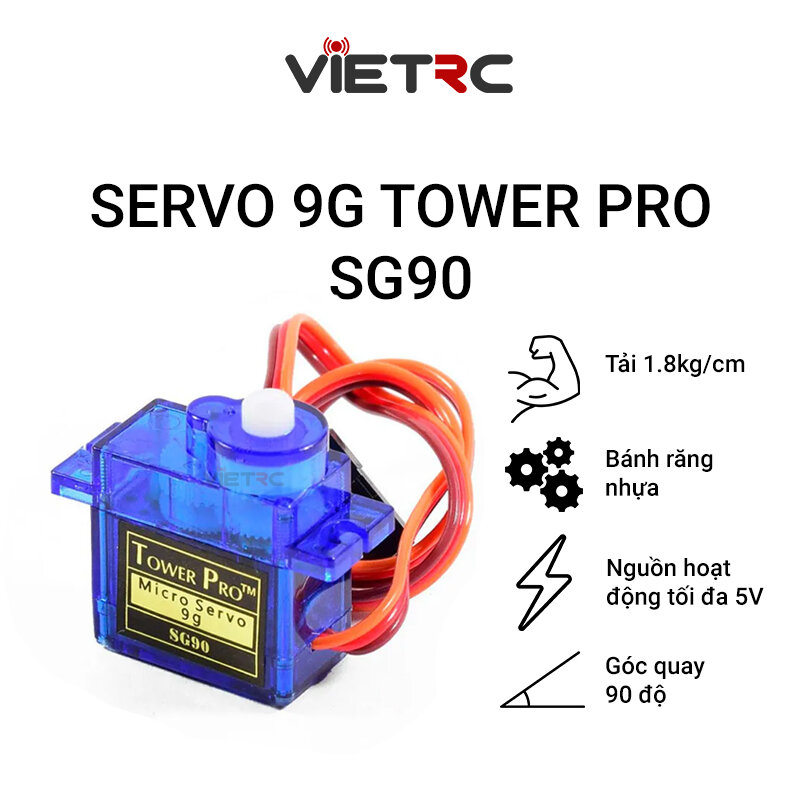 Servo 9g Tower Pro SG90 loại tốt để lắp ráp, chế tạo mô hình