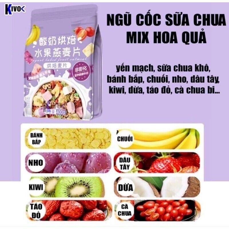 combo 3 gói ngủ cốc sữa chua ( hồng tím vàng )