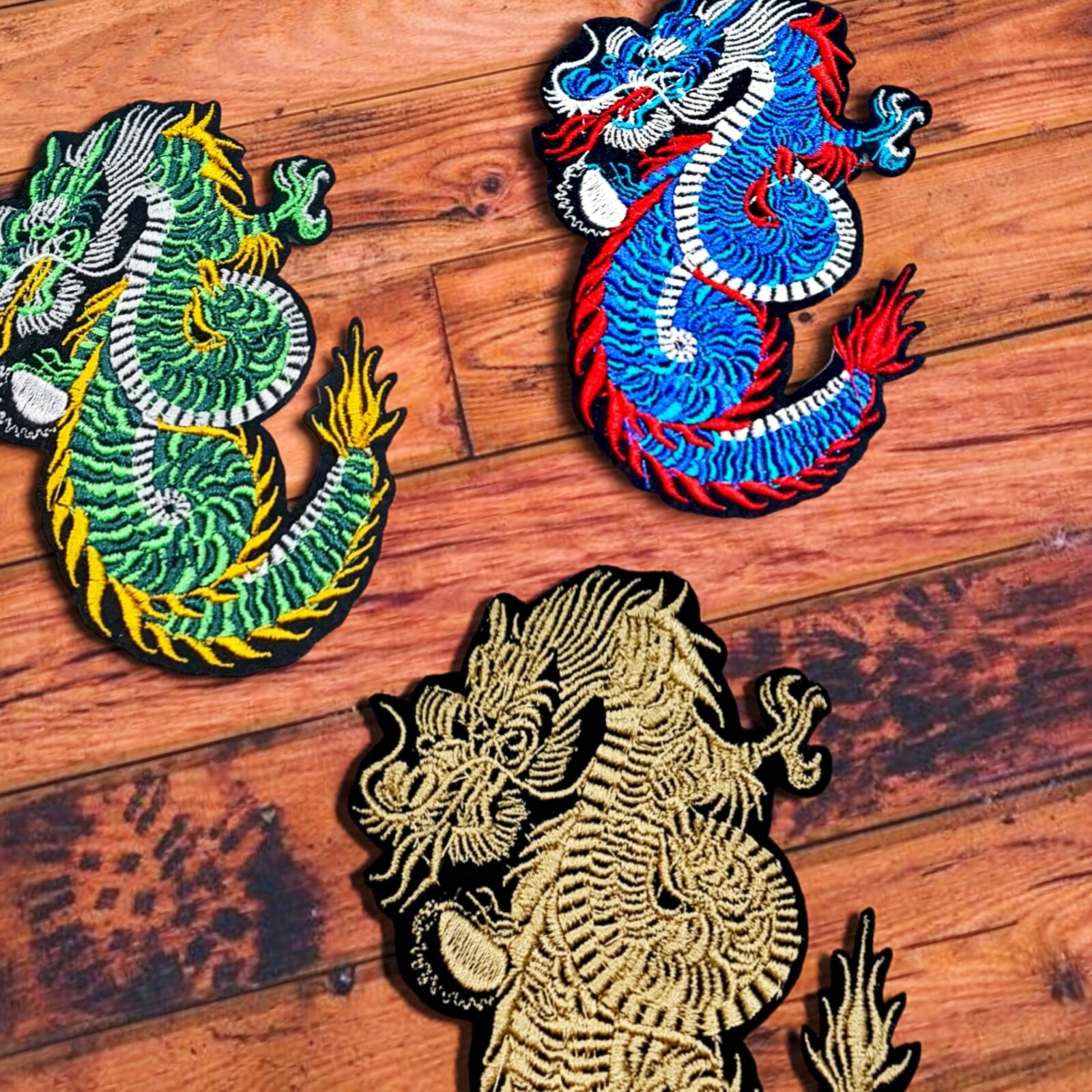 [Hàng Độc] Sticker Thêu Ủi Hình Con Rồng Màu Xanh Dùng Trang Trí Trang Phục MS72767