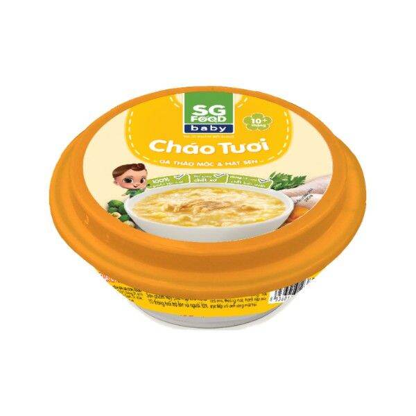 [HCM]Chén Cháo Tươi Baby Sài Gòn Food Gà Thảo Mộc Hạt Sen 240gp
