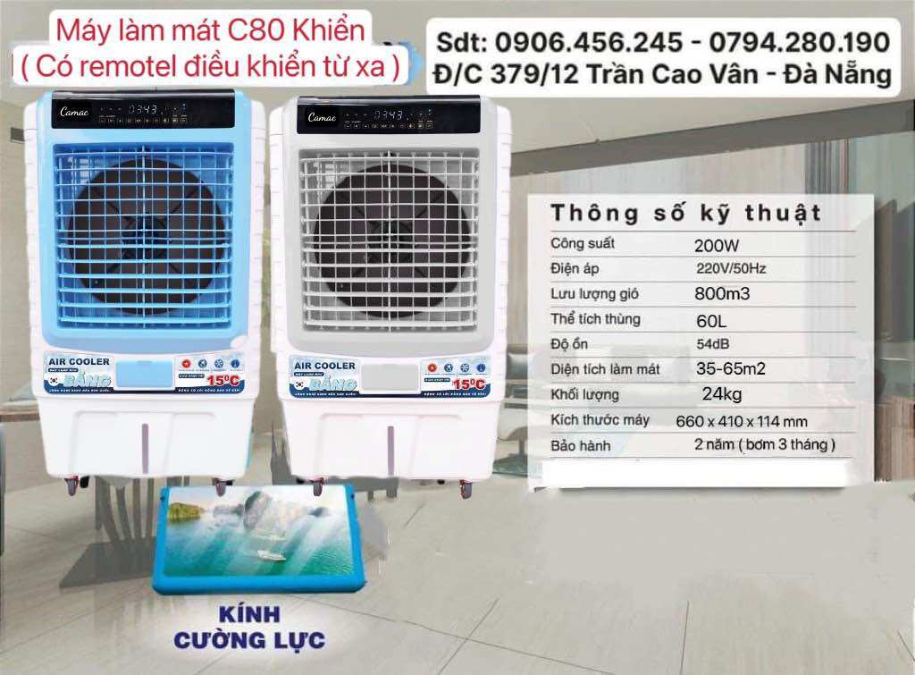 quạt điều hòa hơi nươc 60L điều khiển từ xa