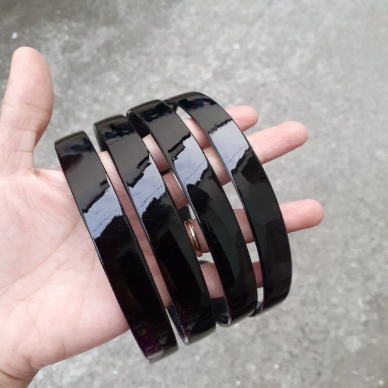 Bờm cài tóc nhựa cứng đen bóng/nhám (bản 1p5)