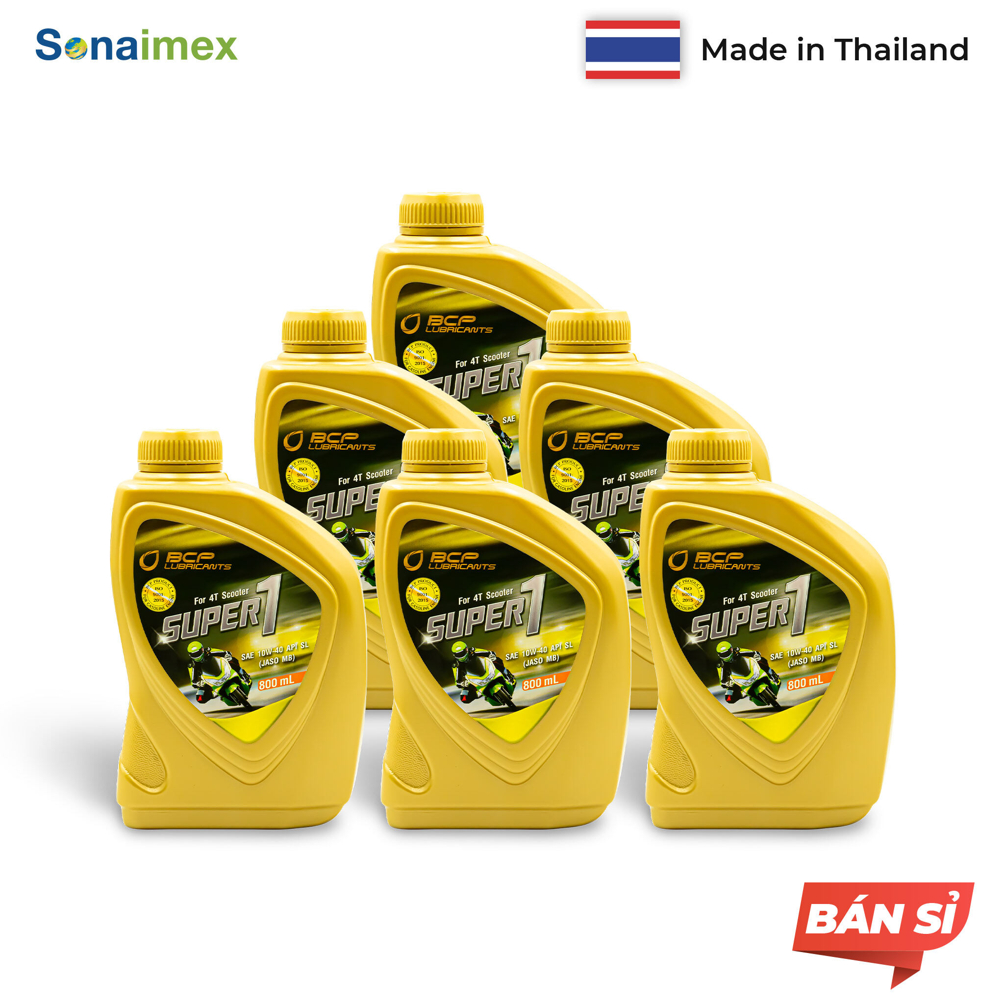 Thùng 6 chai nhớt xe máy tay ga bcp thái lan super 1 sae 10w40, api sl, jaso mb - 800ml - dầu nhớt xe ga loại tốt nhập khẩu thái lan