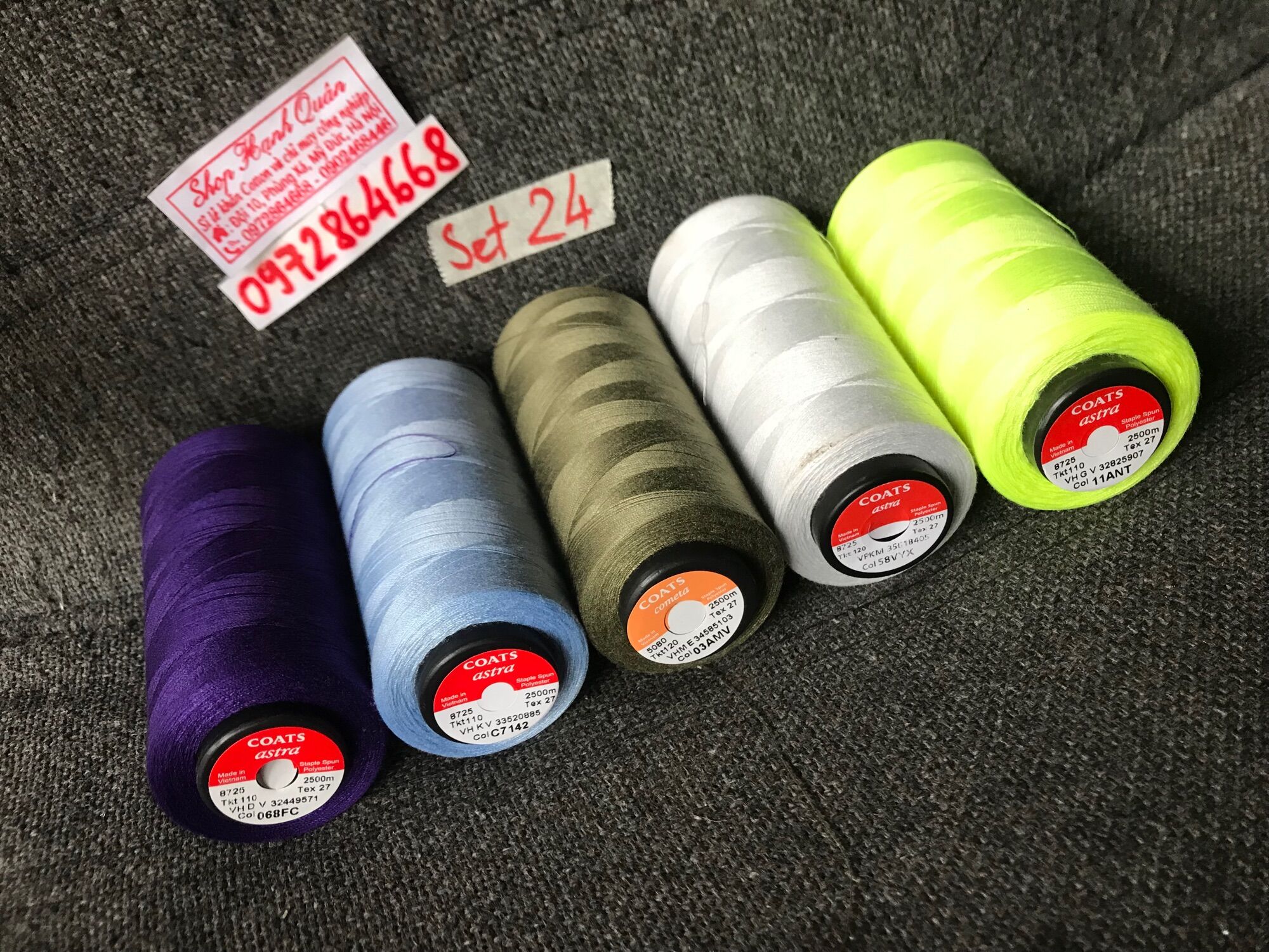 Set of 5 Rolls of Sewing Thread, 2500m Long/1 Roll