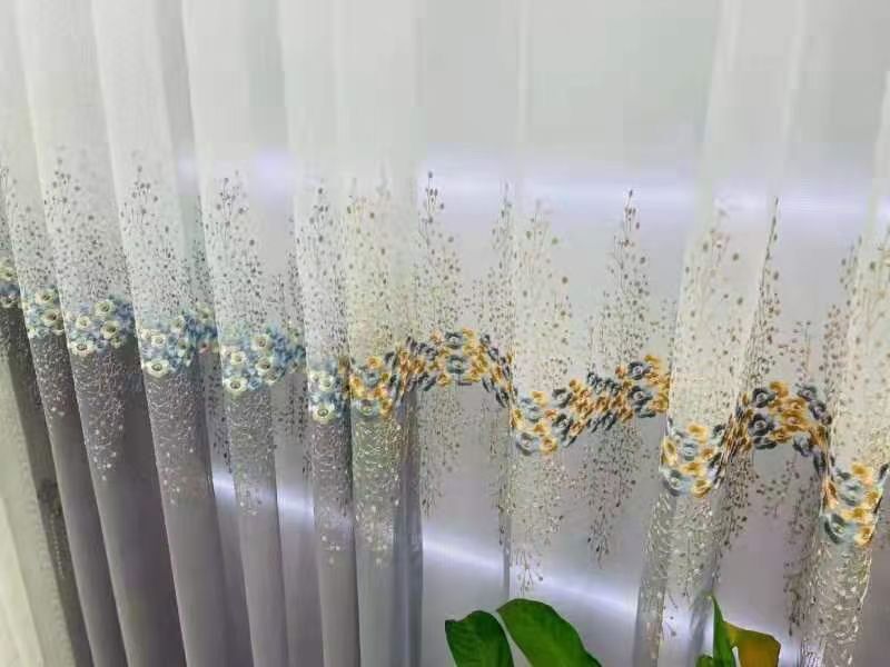 Vải rèm voan thêu đan màu