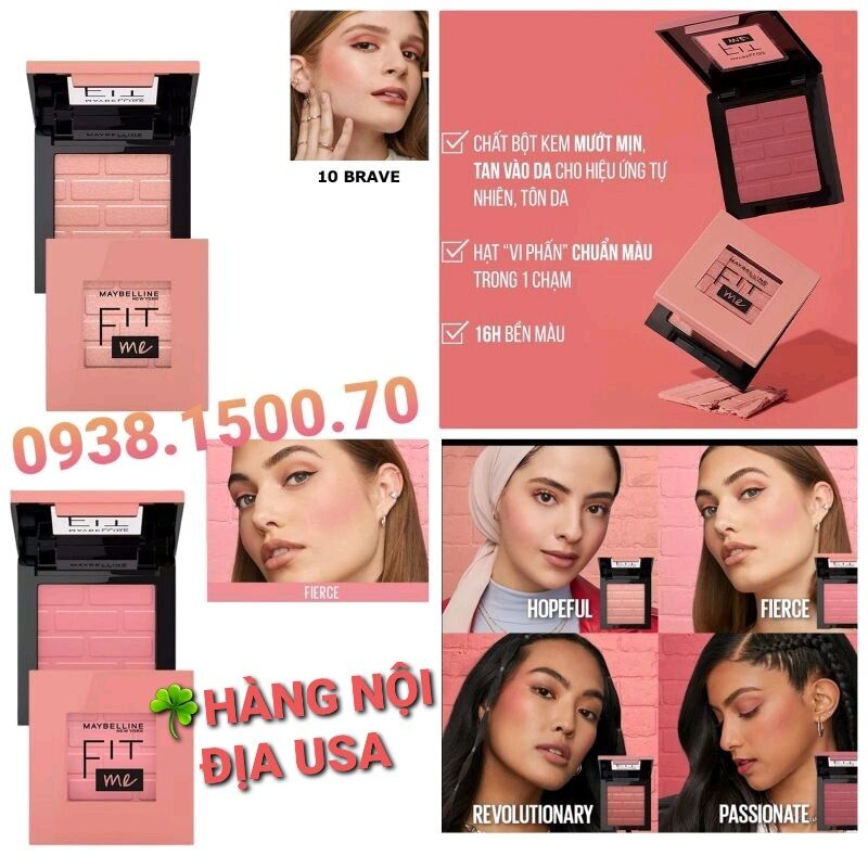 Phấn má hồng bền màu 16h maybelline fit me mono blush 4.5h ⛔hàng nội địa usa