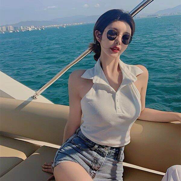 [HCM]ÁO YẾM HỞ LƯNG CỔ TRỤ Croptop