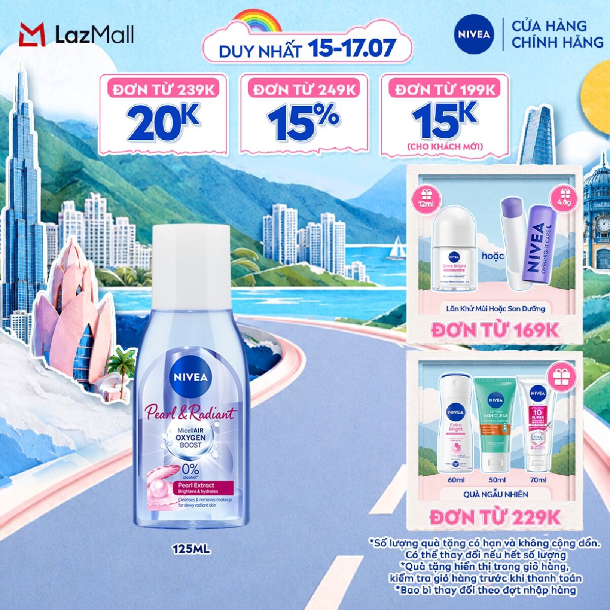 Nước Tẩy Trang NIVEA Cho Da Thường Và Da Khô Extra Bright Makeup Clear Micellar Water (125ml) - 84910