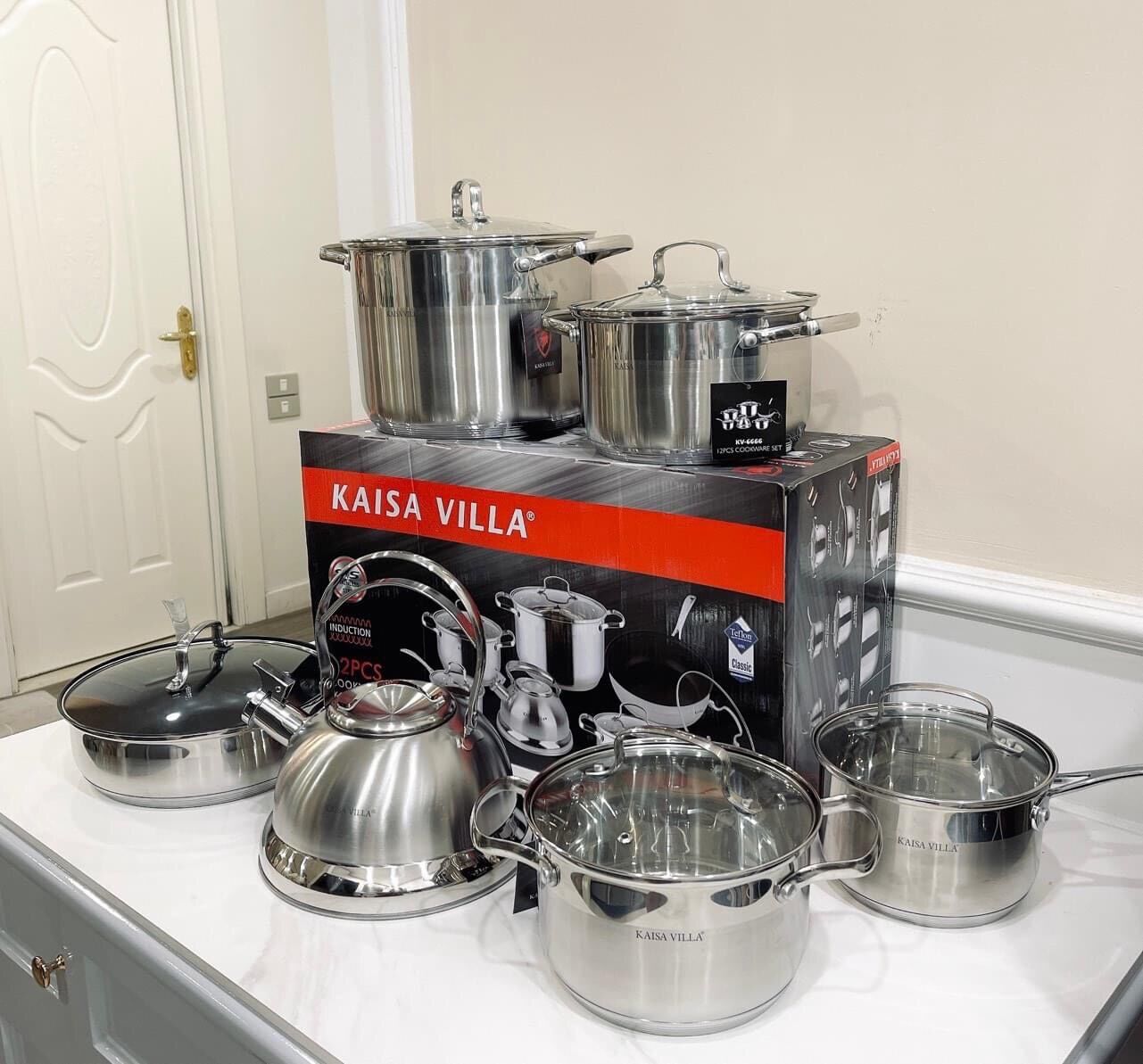 Bộ nồi 6 món inox cao cấp đáy 5 lớp kaisa villa