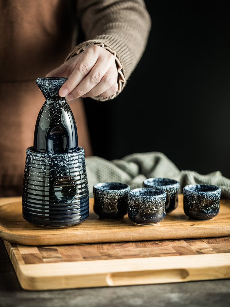 Bộ Rượu Gốm Sứ Phong Cách Nhật Bản Vintage Trắng Ấm Rượu Sake Nhật Bản Sử Dụng Thương Mại Nồi Rượu L