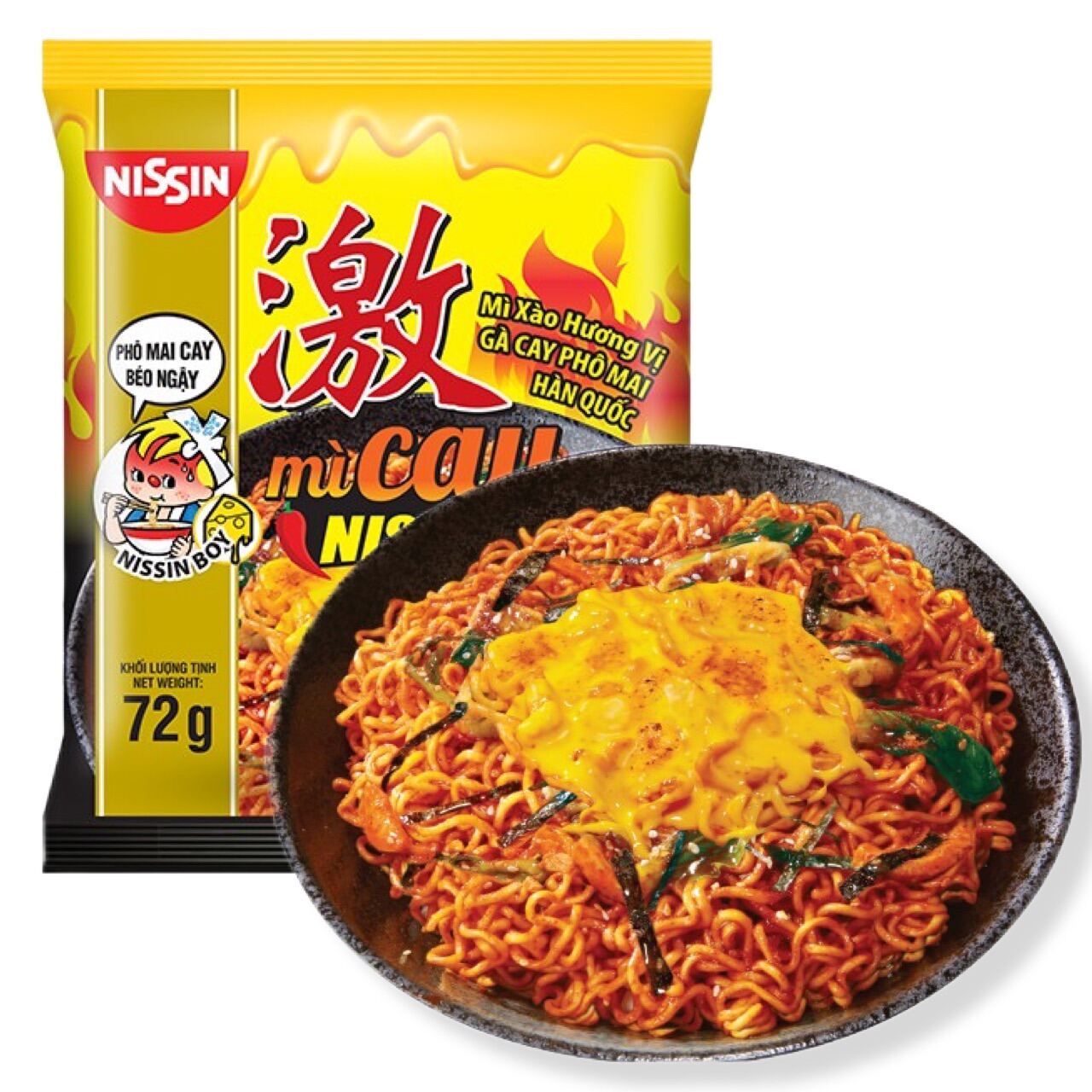 [ MÌ XÀO KHÔ SIÊU NGON ] Combo 10 gói mì Cay phô mai Nissin Chuẩn Vị Hàn Quốc- mỗi gói 72g (Date mới 9 tháng) Có lựa chọn số lượng lẻ khi thanh toán.