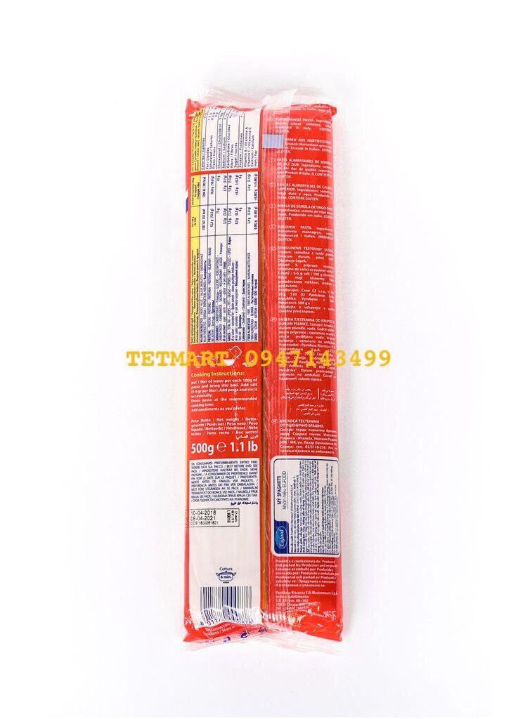 Mỳ Ý Spaghetty (Đỏ) 500g - Nhập khẩu Ý