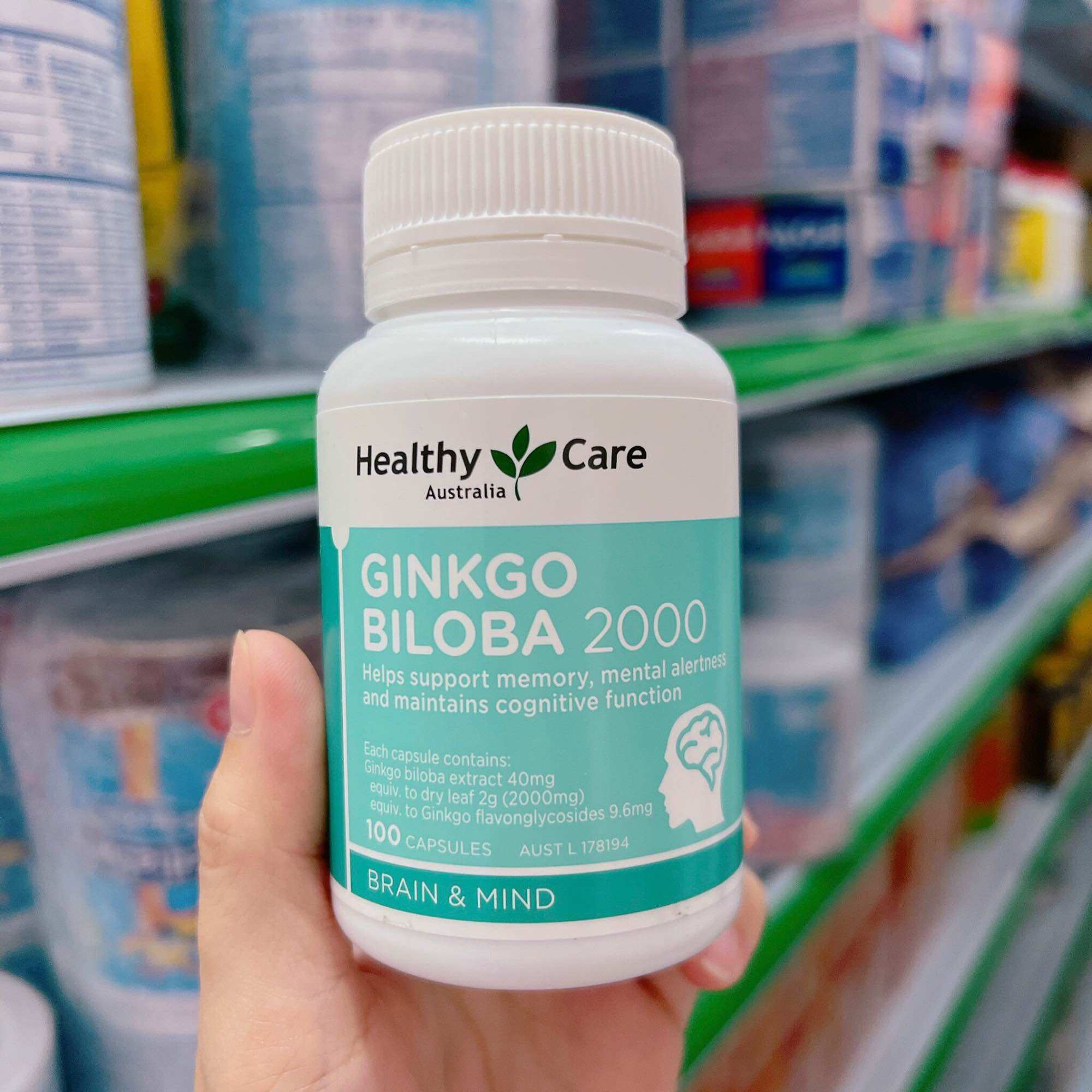 Bổ não Ginkgo Biloba 2000 của Úc (hộp 100 viên)