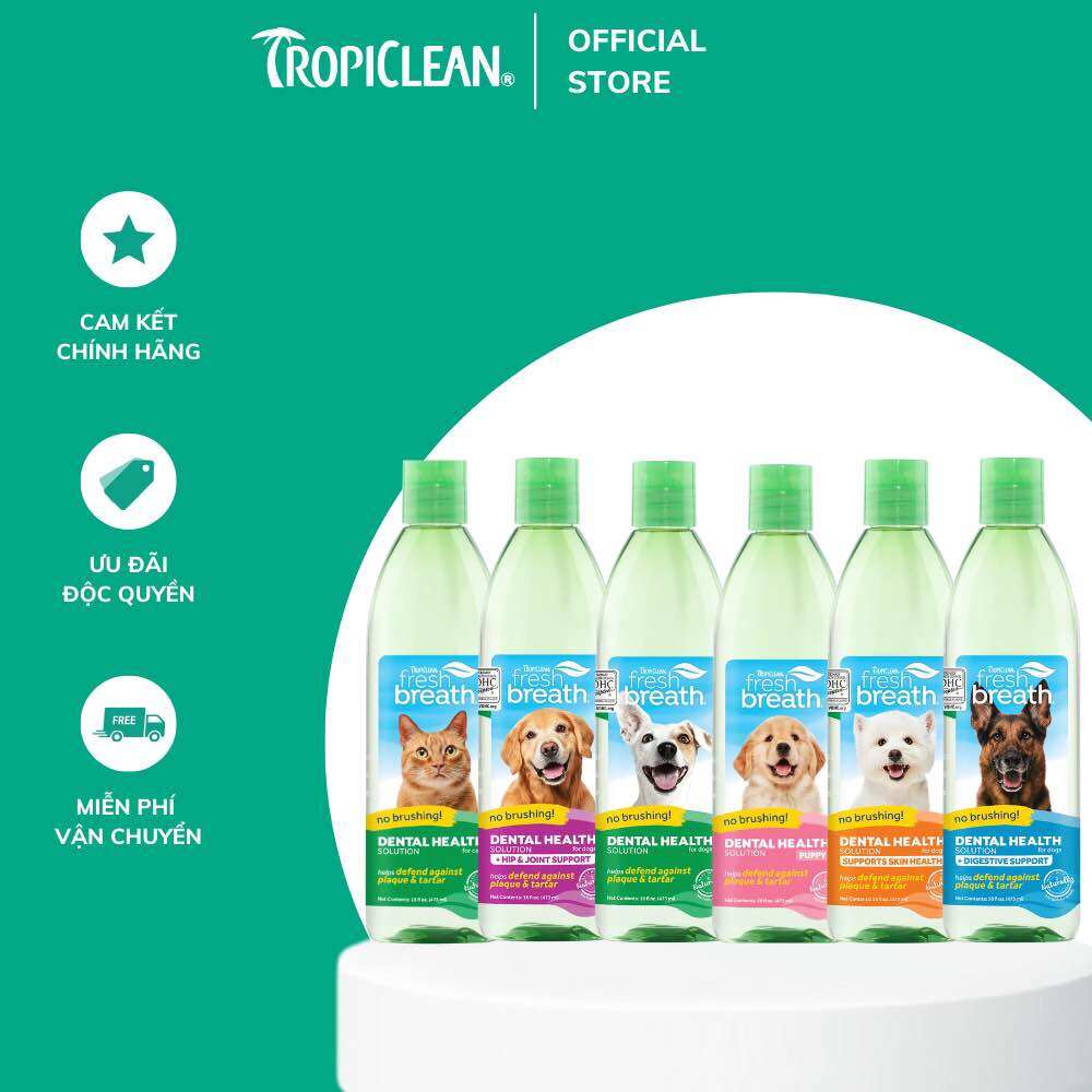 Nước vệ sinh răng miệng bổ sung chức năng cho Chó/ Mèo TropiClean Fresh Breath Oral Care Water Additive 473ml