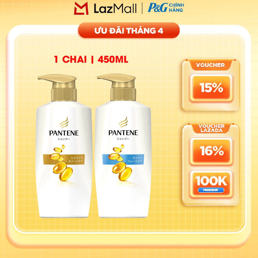 Dầu Gội PANTENE Pro-Vitamin Phục Hồi Hư Tổn/ Dưỡng Mềm Mượt Chai 450ML