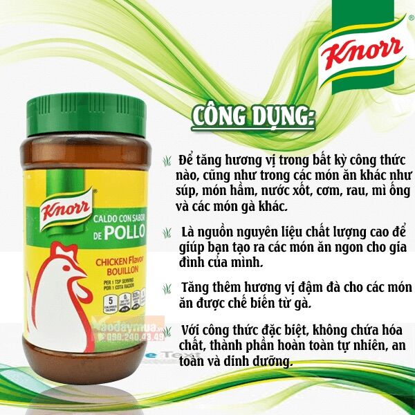 Bột nêm gà Knorr 1.14kg Mỹ thơm ngon, đậm đà