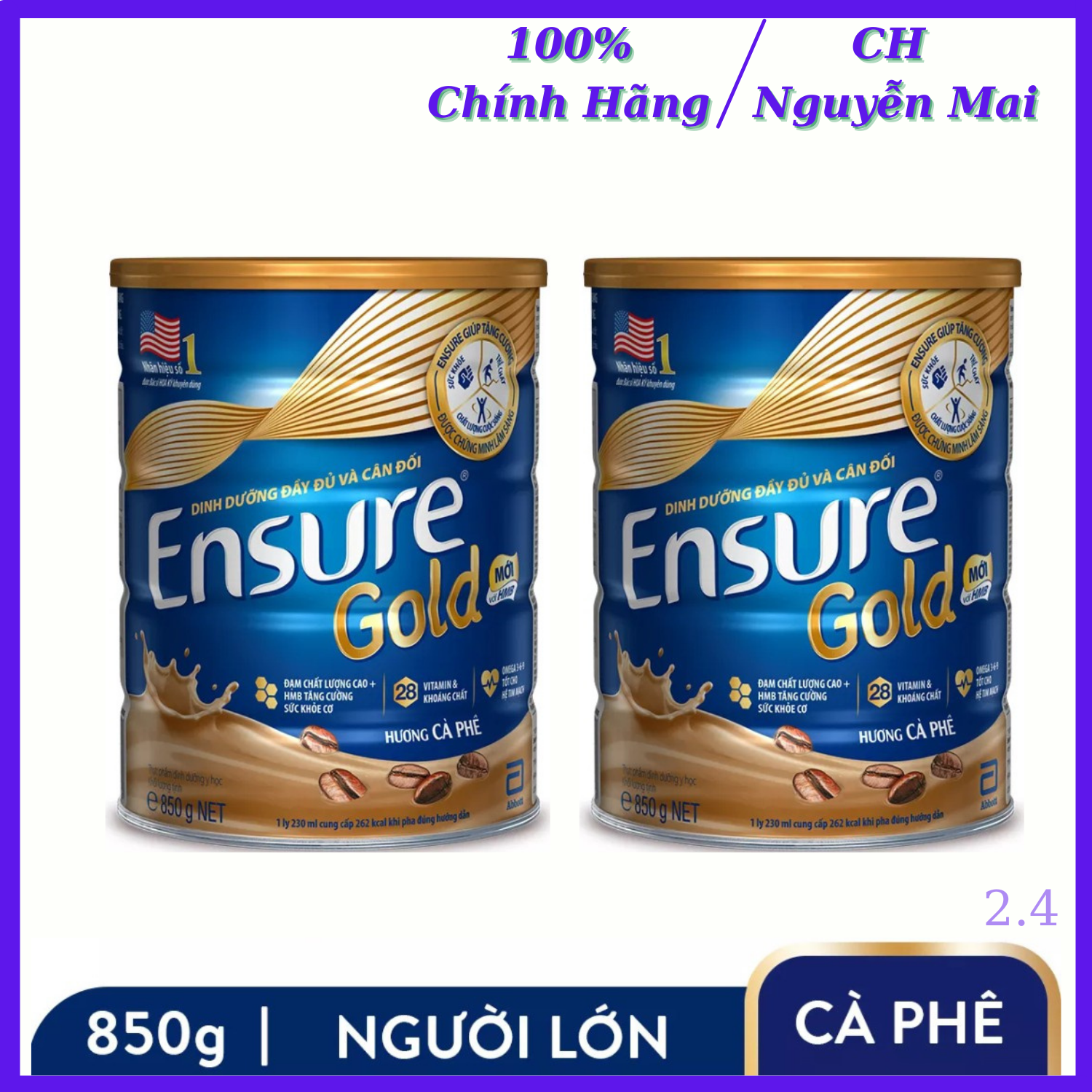 Combo 2 hộp sữa bột ensure gold 850g - hương cà phê