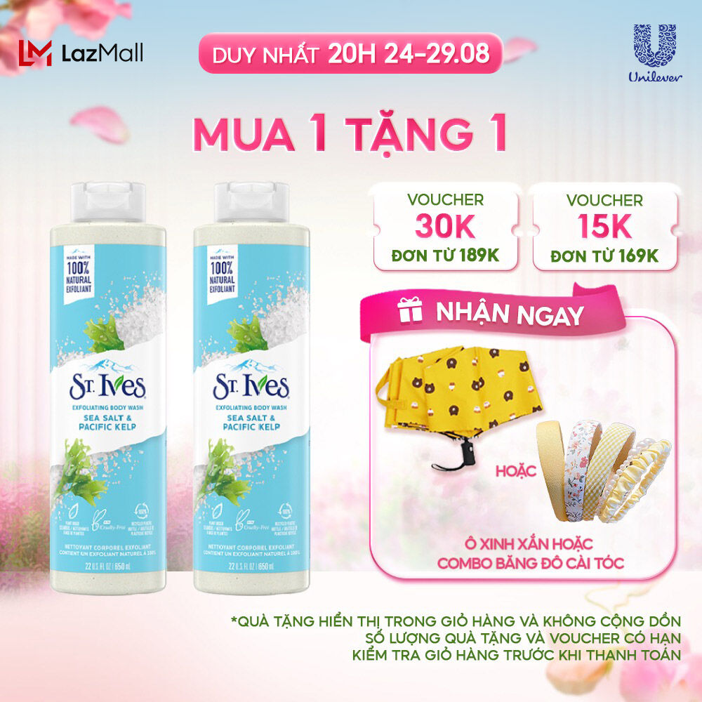 Combo 2 chai Sữa tắm dưỡng da St.Ives Muối biển 650ml