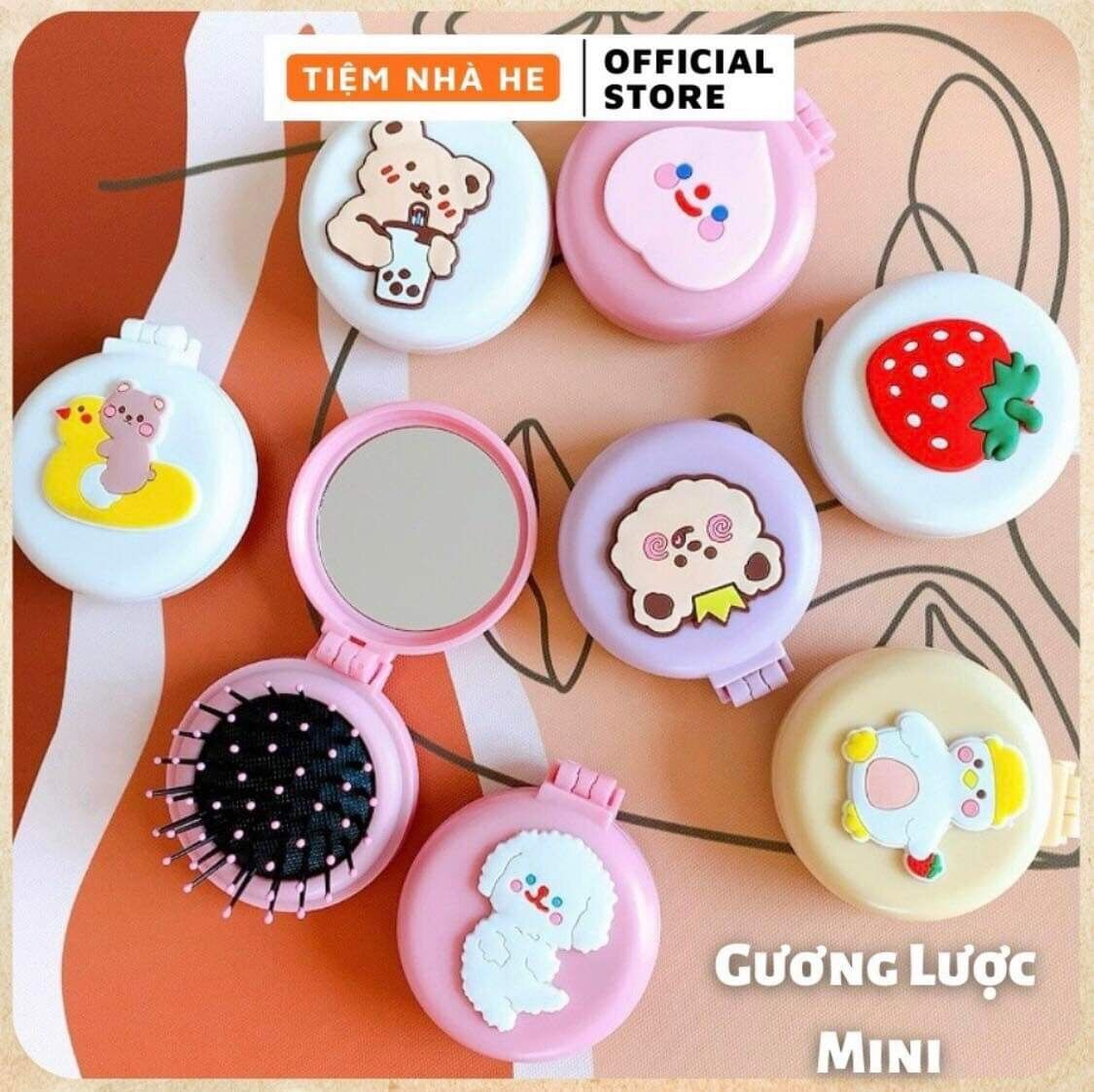 Lược và gương mini bỏ túi gấp gọn giao ngẫu nhiên