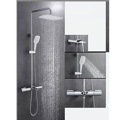 Bộ sen cây tắm đứng nóng lạnh, vòi hoa sen tắm đứng Chỉnh nhiệt 3 trong 1 - Đồng thau Mạ Crôm