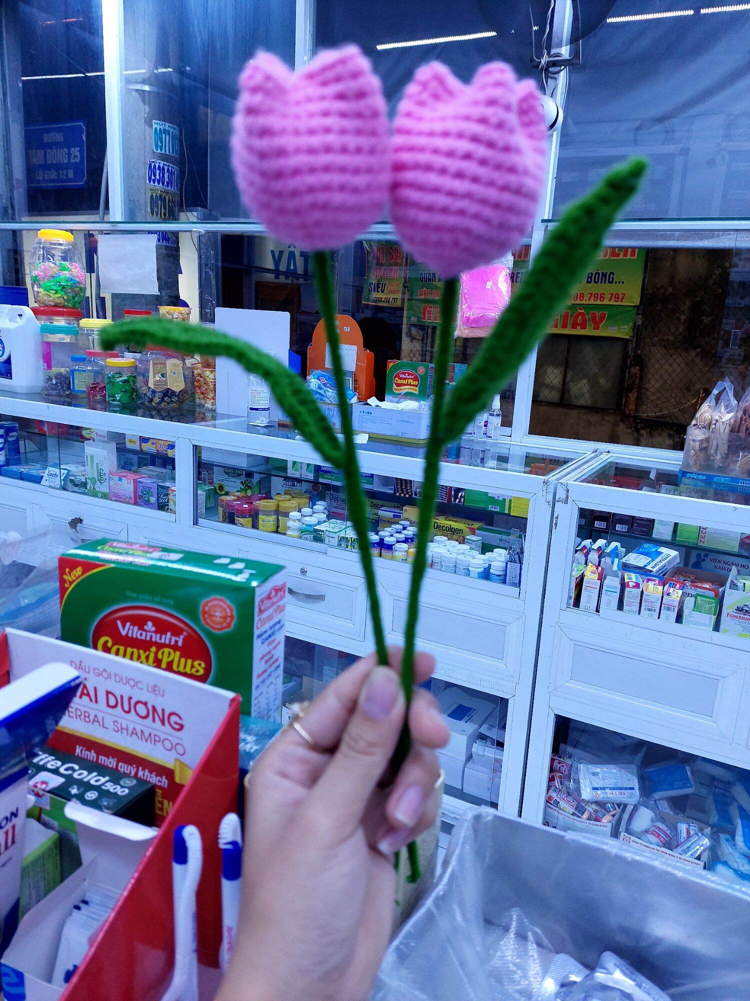 Combo 5 bông hoa tulip bằng len