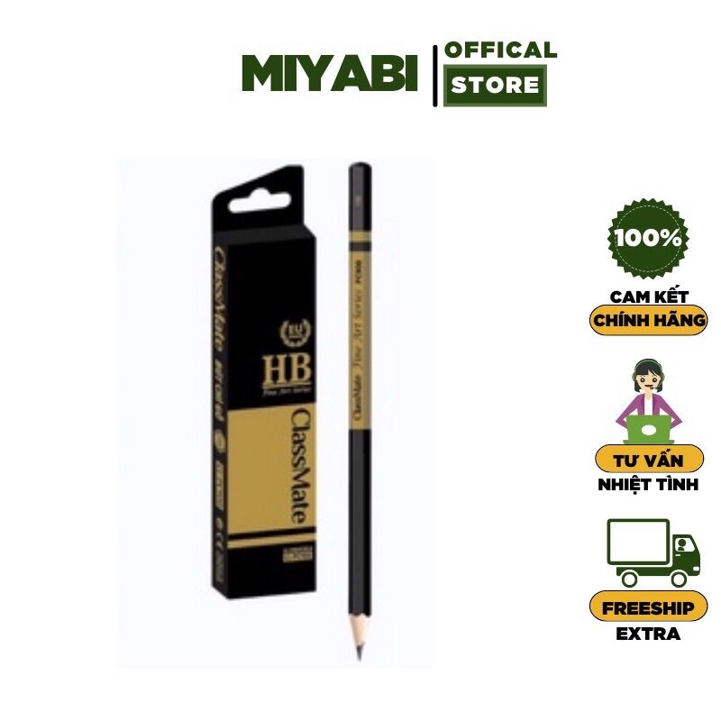 Bút chì gỗ hb classmate có tẩy pc900 - 1 cái - bút chì lục giác cao cấp - miyabi store