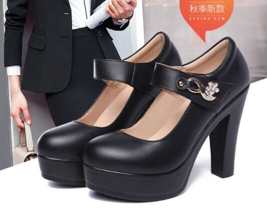 Giày cao gót quai dán đính phụ kiện da cao cấp