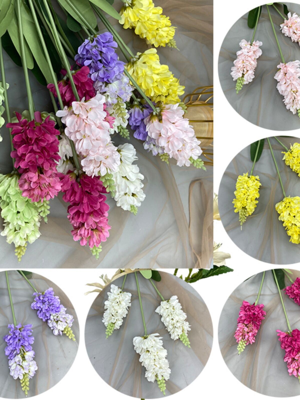 High-End Korean Style Hyacinth Lavender Silk Flowers Artificial Bouquet for Wedding Decor Indoor Home Decor Wall Hanging