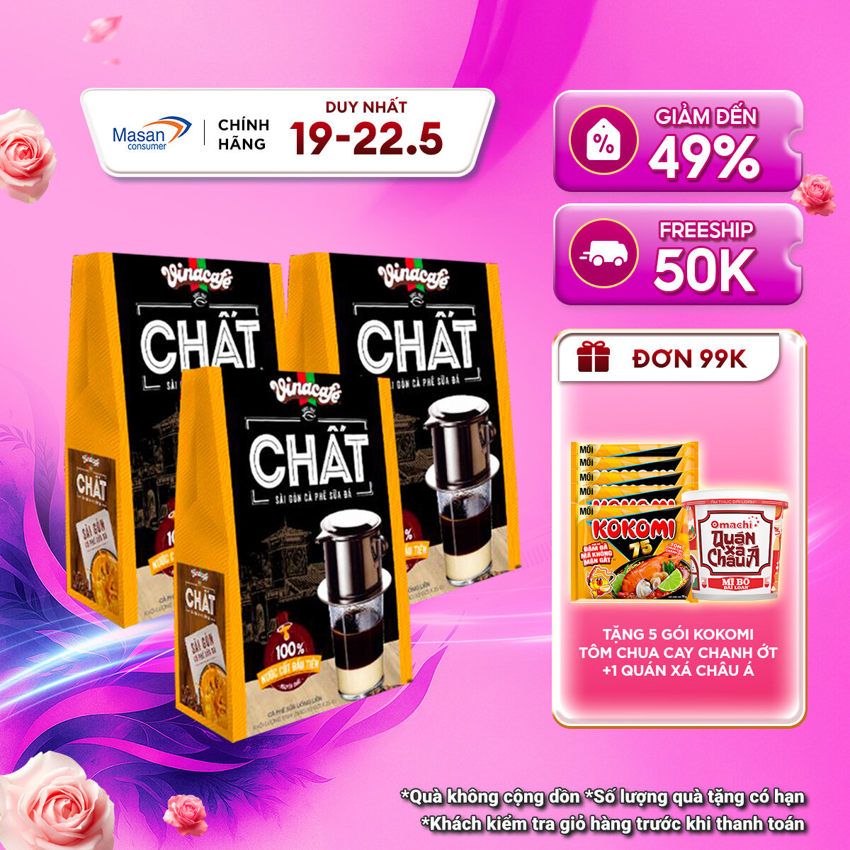Combo 3 Cà Phê Vinacafé Chất Sài Gòn Cà Phê Sữa Đá - Hộp 10 Gói x 29g