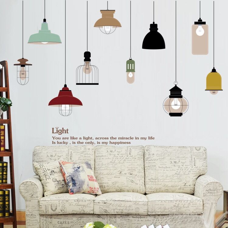 Decal dán tường đèn và những chú mèo dễ thương