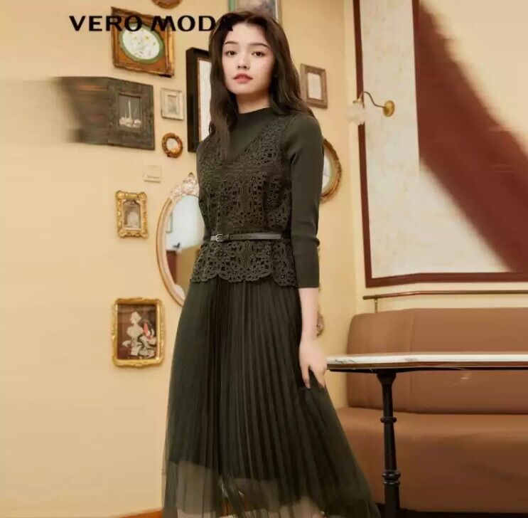 ĐẦM KÈM ÁO GHI LÊ VÀ THẮT LƯNG VERO MODA CAO CẤP
