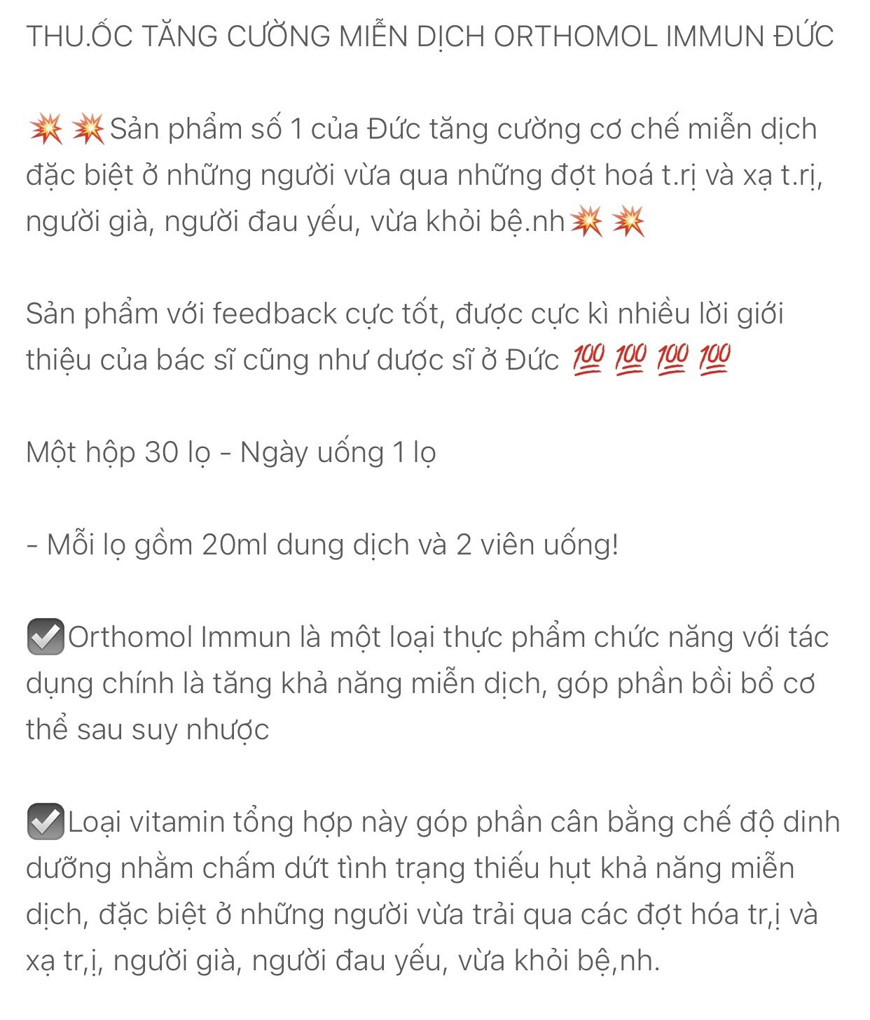 Orthomol immun- Nội địa Đức