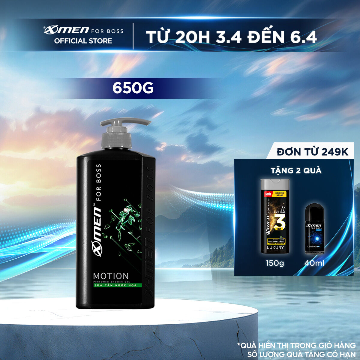 Sữa tắm nước hoa X-Men For Boss Motion - Mùi hương năng động phóng khoáng 650g