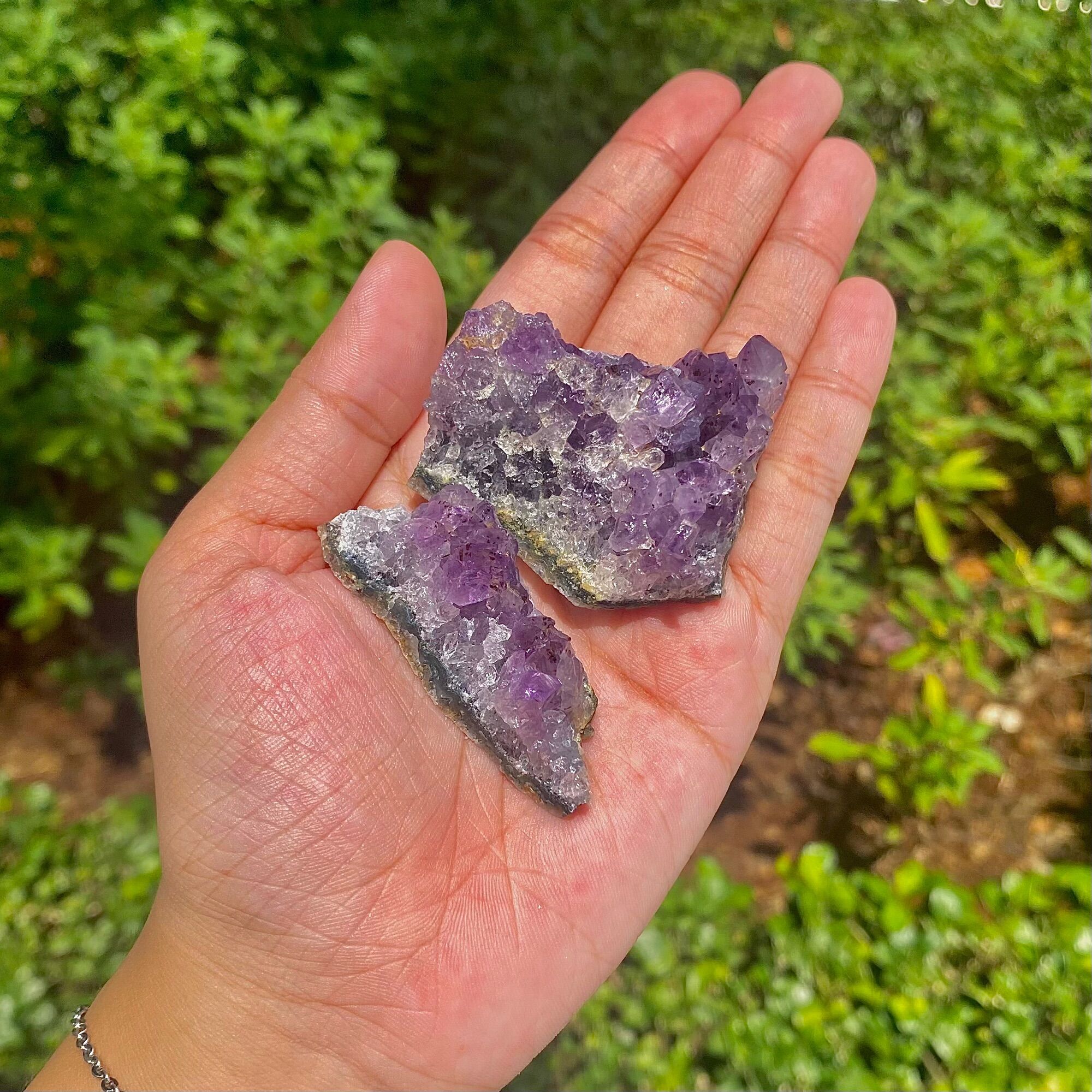 Vỉ đá Amethyst Thạch anh tím thanh lọc năng lượng, trưng bàn học, giúp ngủ ngon