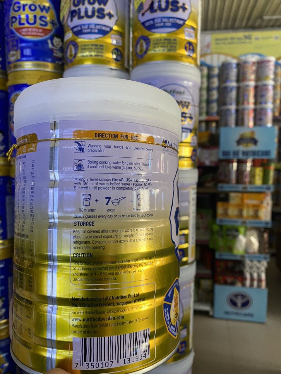Sữa bột Grow Plus vàng 1+ lon 800g(hình thật)