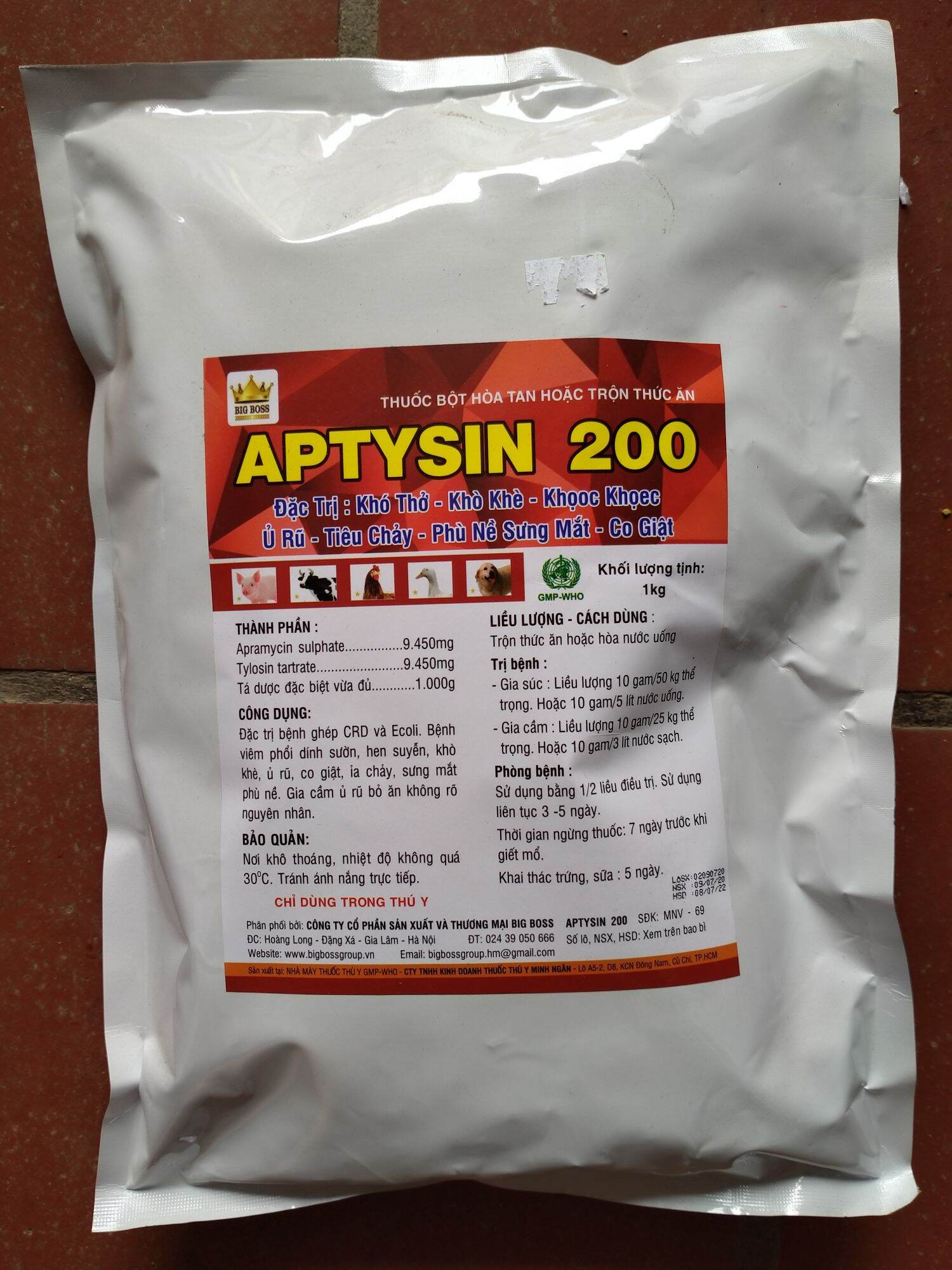 Aptysin 200 -hen khẹc, khò khè, ủ rũ,tiêu chảy cho gia cầm gà vịt ngan 500g