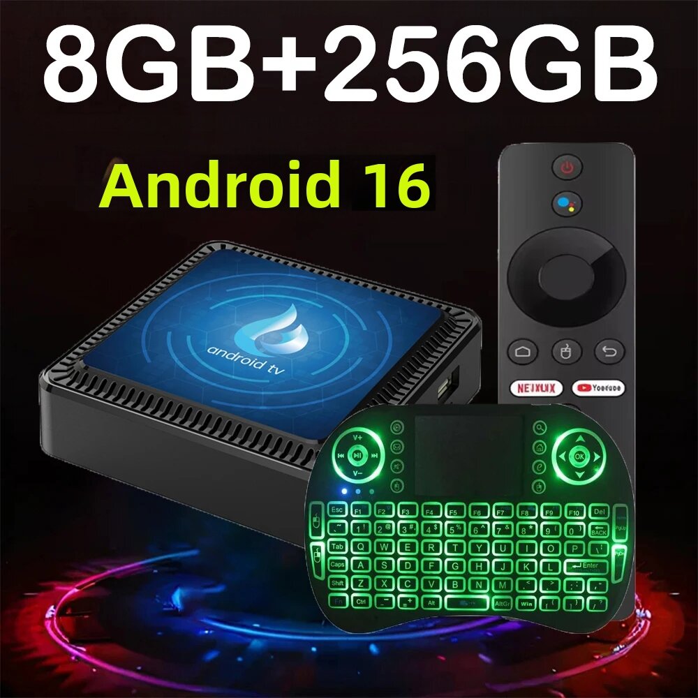 Hộp Giải Mã Truyền Hình 8K Q17 Android 16 Smart TV Media Player Tích Hợp Google Assistant, Wifi, BT6.0, RAM Kép 4GB/8GB, ROM 128GB/256GB, HDMI 2.1