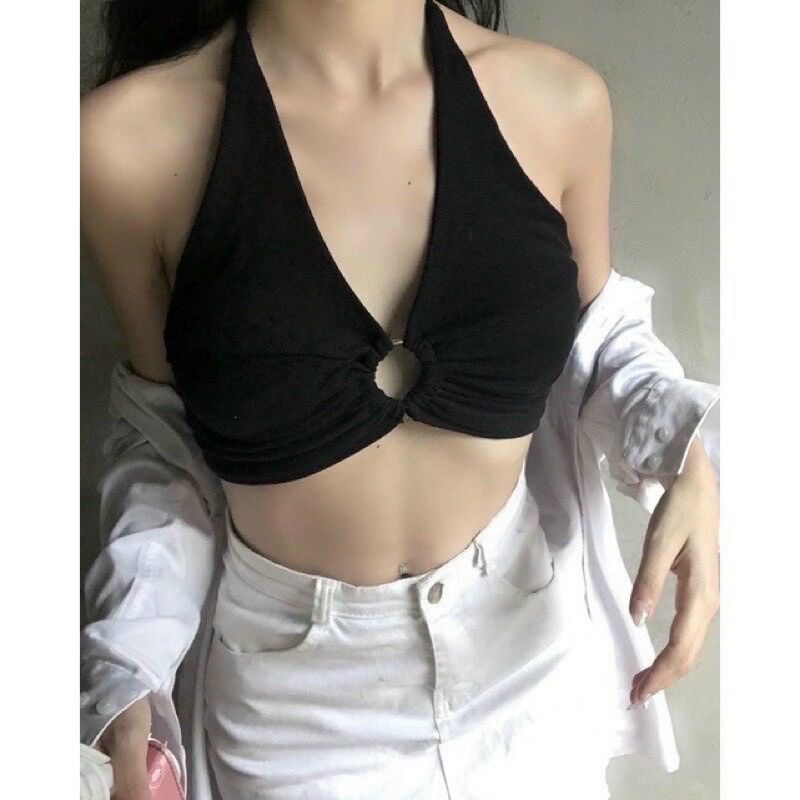 ÁO CỔ YẾM KHOEN NGỰC CỘT HỞ LƯNG CROPTOP