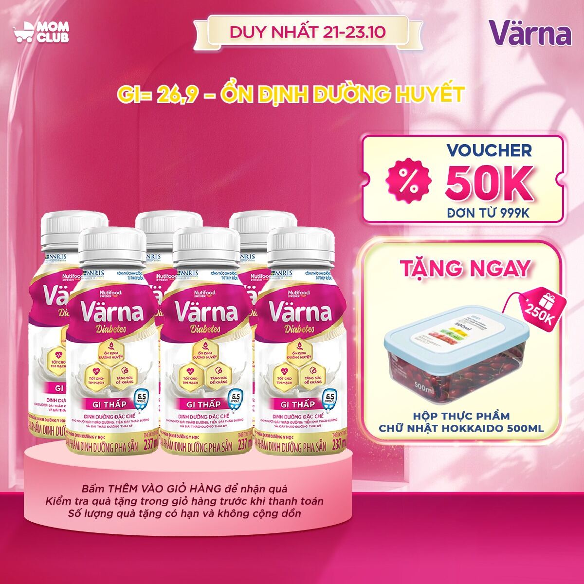 Lốc 6 chai sữa bột pha sẵn Värna Complete/ Diabetes chai 237ml - Phòng ngừa & Phục hồi nhanh - Varna