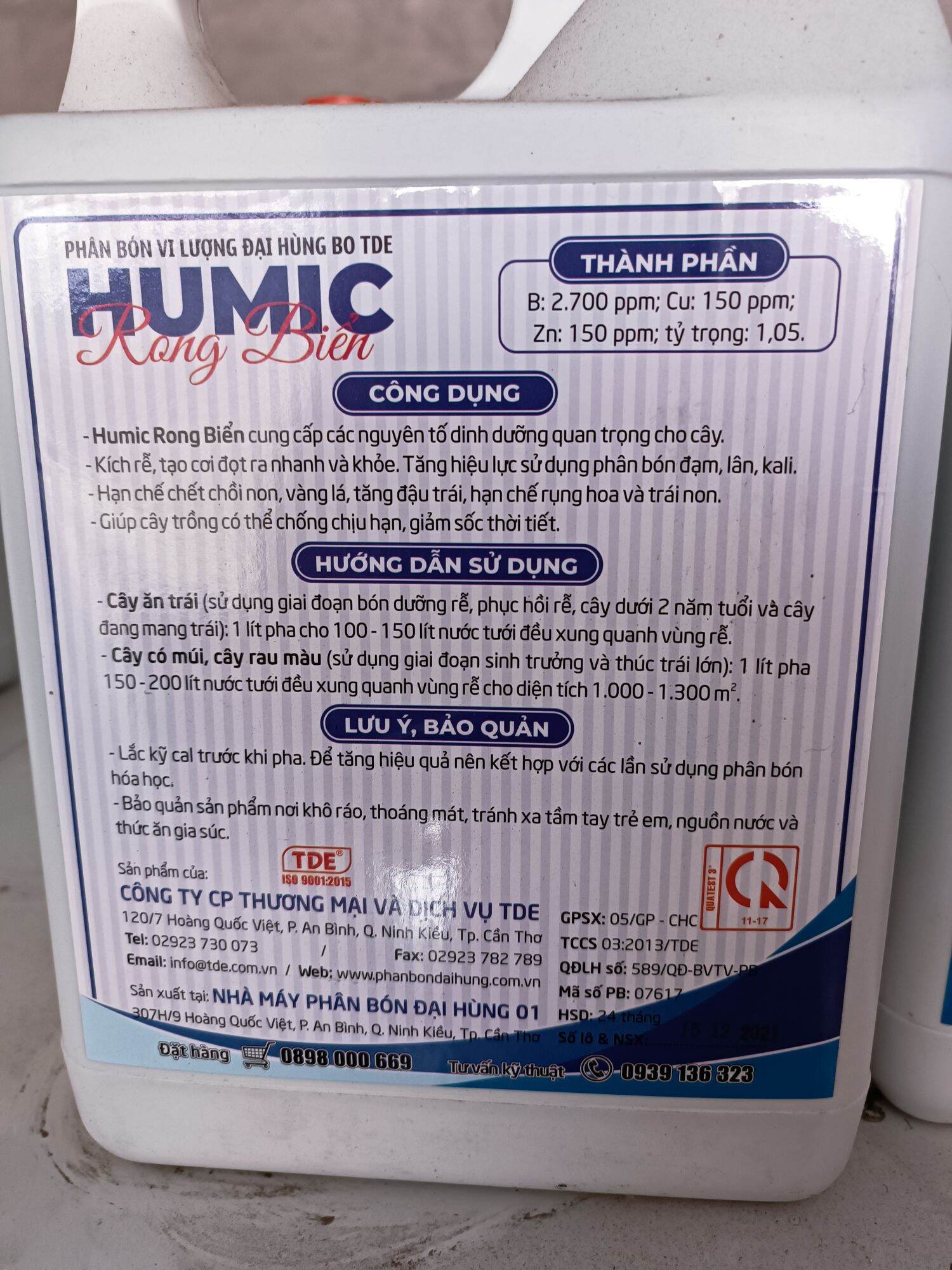 phân bón lá HUMIC RONG BIỂN ( cal 5 lít )