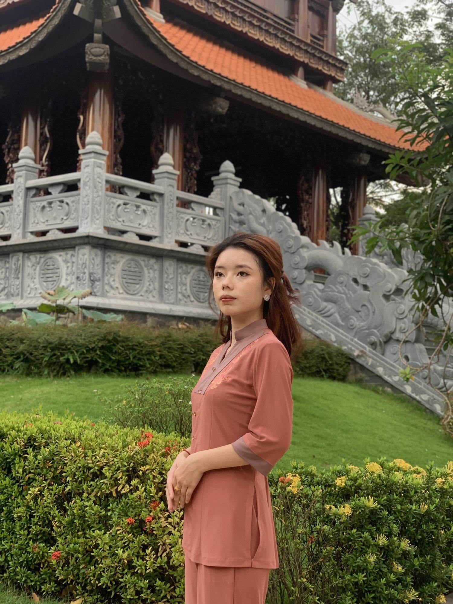 ĐỒ LAM ĐI CHÙA MẪU NỮ THUN PHỐI CHỮ Y LOẠI 1