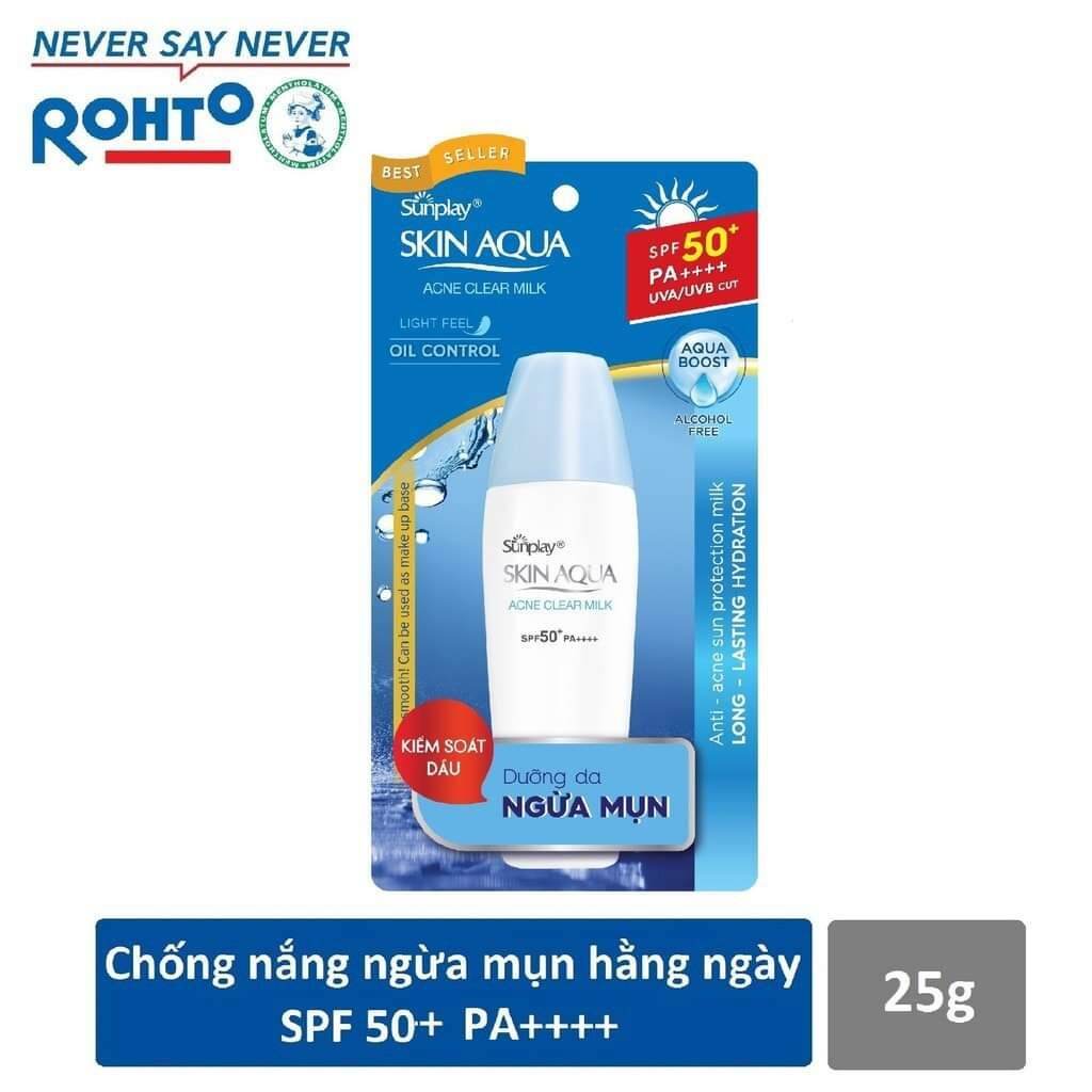 Sữa chống nắng dưỡng da ngừa mụn sunplay skin aqua acne clear milk 25g