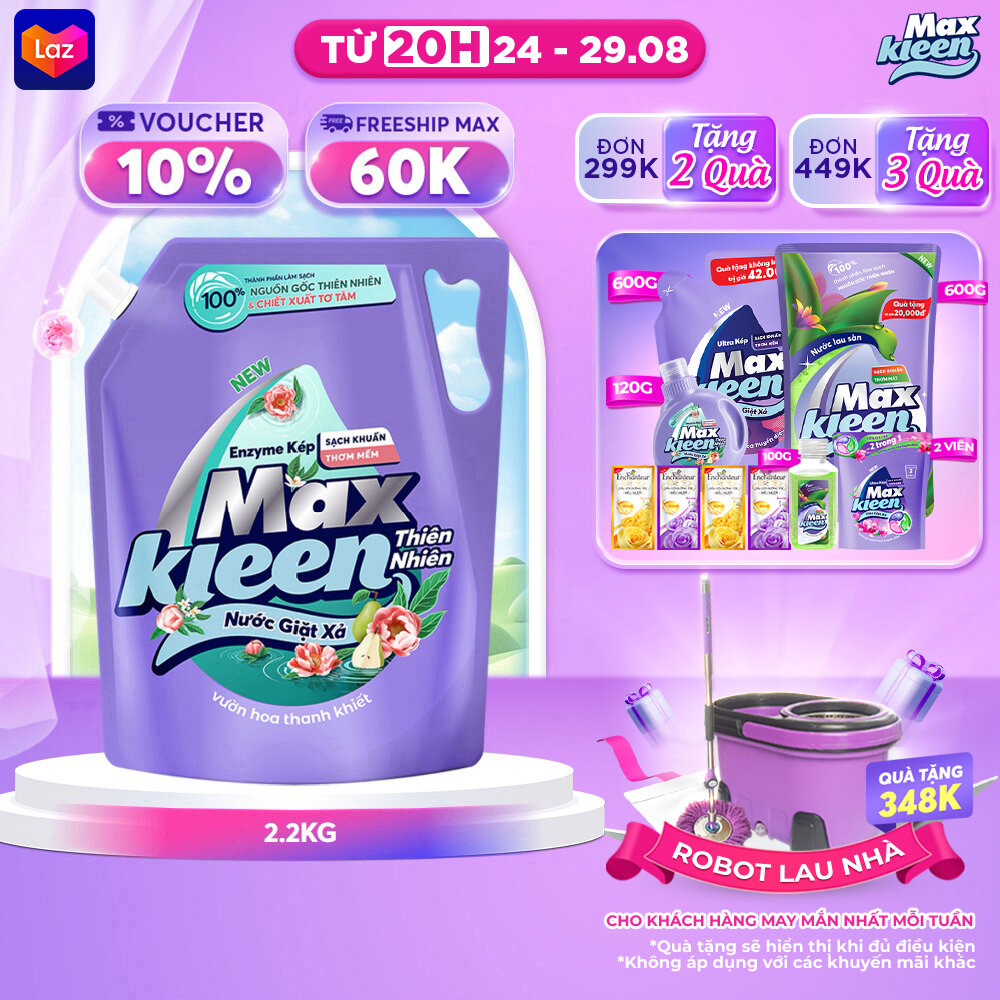 Túi Nước Giặt Xả MaxKleen Thiên Nhiên 2.2KG