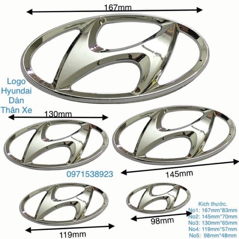 Logo HYUNDAI nhiều kích thước dán thân xe hàng cao cao cấp