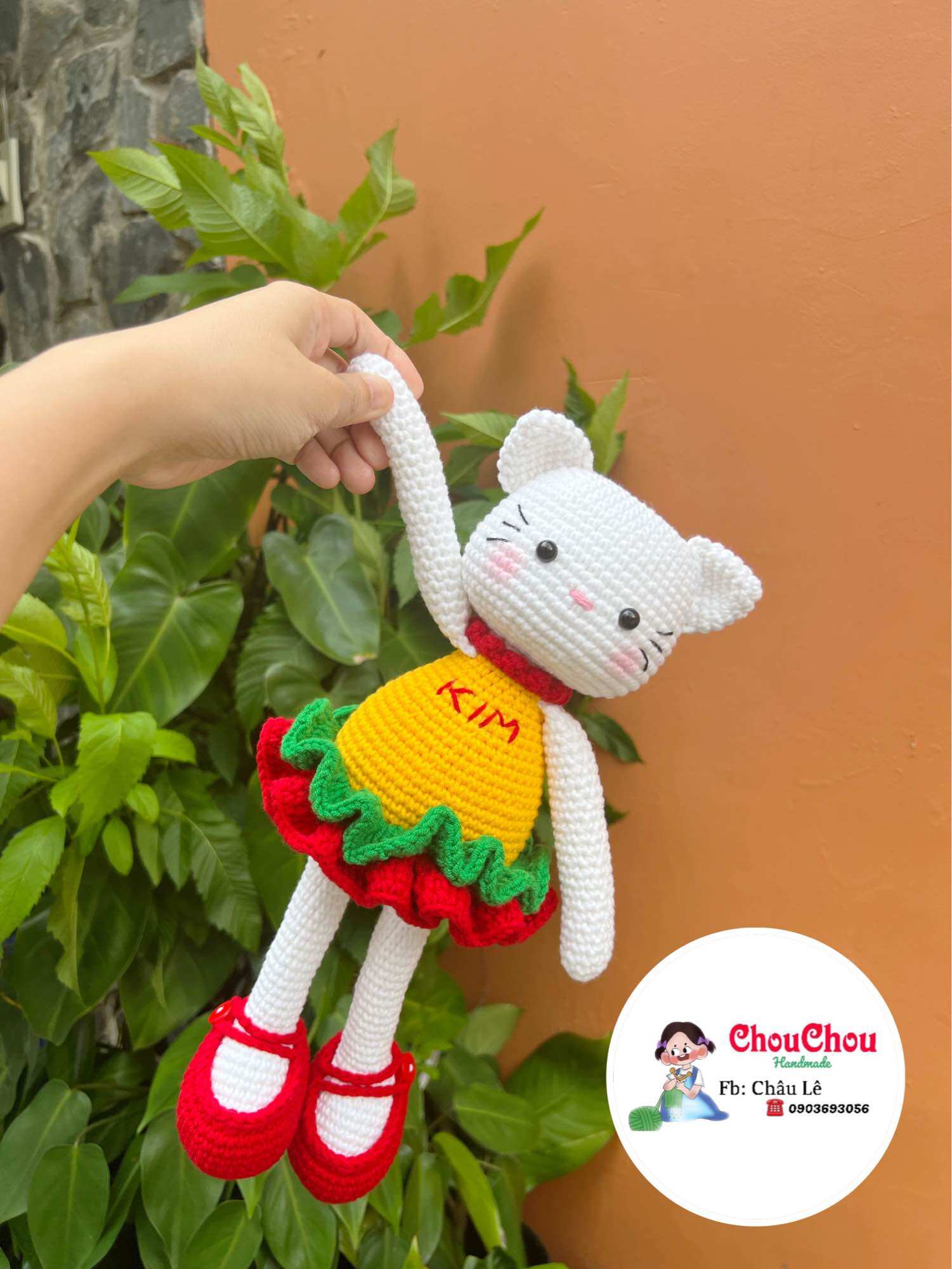 Thú len nhồi bông handmade - Bé Mèo váy bèo