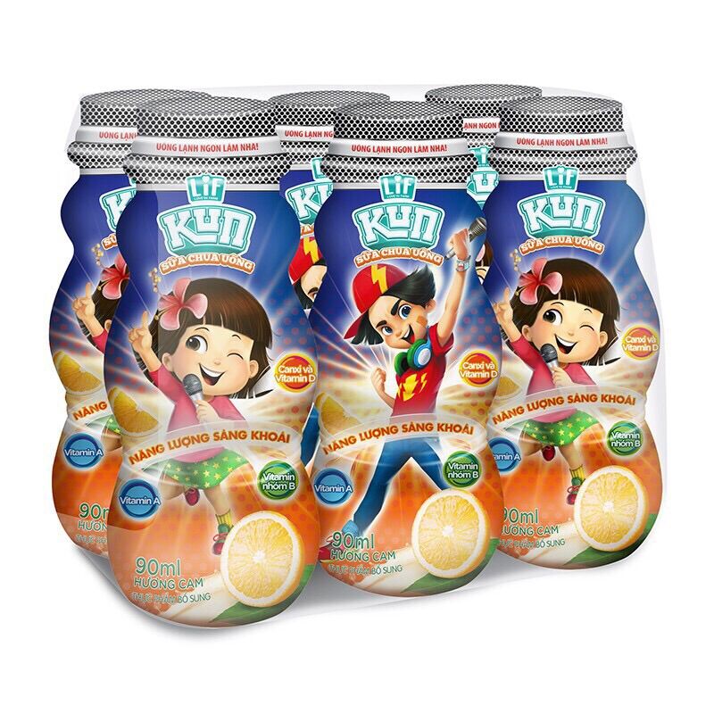 SỮA CHUA UỐNG KUN VỊ CAM 48 CHAI x 90ML