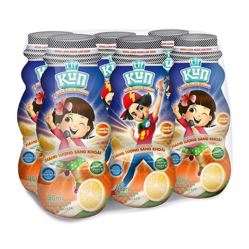 SỮA CHUA UỐNG KUN VỊ CAM 48 CHAI x 90ML