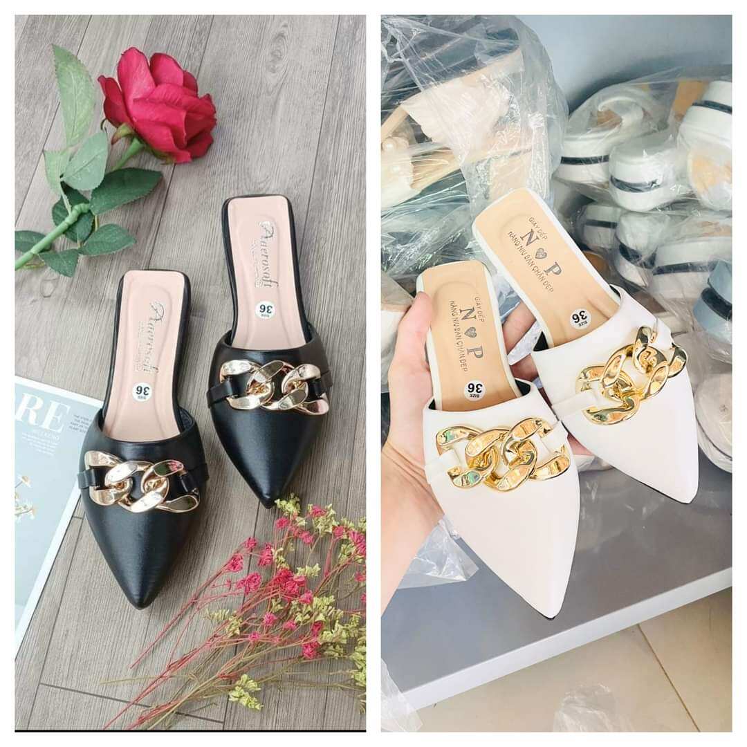 Giày sục nữ quai xích to đế bệt đủ bigsize 35 đến 45